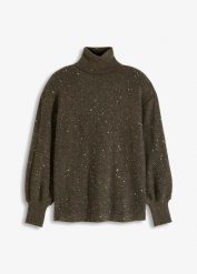 Sweter. Brązowe swetry damskie bonprix, bez wzorów, bez kołnierzyka, bez ramiączek, bez kaptura. Za 129.99 zł.
