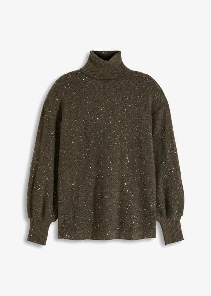 Sweter. Brązowe swetry damskie bonprix, bez wzorów, bez kołnierzyka, bez ramiączek, bez kaptura. Za 129.99 zł.