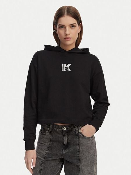 Karl Lagerfeld Jeans Bluza B2W20037 Czarny Regular Fit. Czarne bluzy damskie Karl Lagerfeld Jeans, xl, bez wzorów, z jeansu, bez kaptura. Za 501.99 zł.