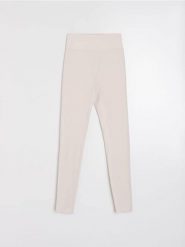 Sportowe legginsy z prążkowanymi panelami modelującymi Gym Hard - kremowy. Białe legginsy damskie Sinsay, l, bez wzorów, prążkowane. Za 39.99 zł.