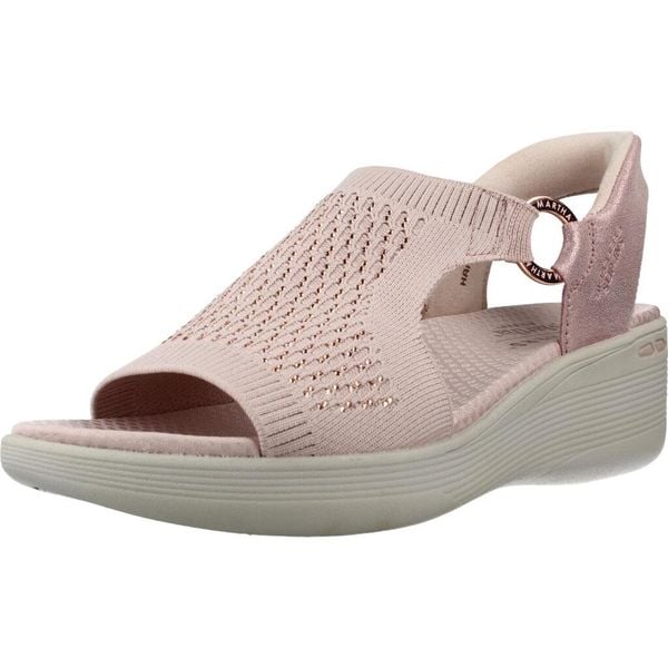 Sandały SKECHERS 188001S Rose. Czerwone sandały damskie Skechers, bez wzorów, z tkaniny, bez obcasa, bez zapięcia. Za 285.99 zł.