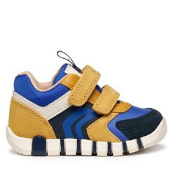 Sneakersy Geox. Żółte trampki i tenisówki chłopięce Geox, bez wzorów, bez zapięcia. Za 179.99 zł.