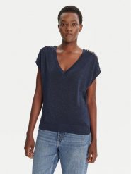 Morgan Bluzka 242-MRING Granatowy Relaxed Fit. Niebieskie bluzki damskie Morgan, m, bez wzorów, z wiskozy, bez kołnierzyka, bez ramiączek. Za 179.99 zł.