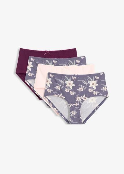 Figi maxi panty (4 pary). Czerwone figi damskie bonprix, bez wzorów, z bawełny. Za 67.99 zł.