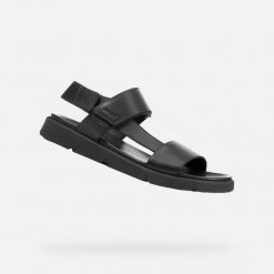 Sandały GEOX U15BGB 0003C Czarny. Czarne sandały męskie Geox, z materiału, bez zapięcia. Za 356.50 zł.
