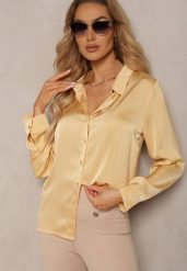 Beżowa Klasyczna Koszula z Guzikami Pianelle. Brązowe bluzki damskie Renee, l, bez wzorów, z jeansu, eleganckie, bez kołnierzyka, bez ramiączek. Za 99.99 zł.