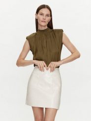 Morgan Bluzka 241-OFLIP Khaki Regular Fit. Brązowe bluzki damskie Morgan, bez wzorów, z syntetyku, bez kołnierzyka, bez ramiączek. Za 249.99 zł.