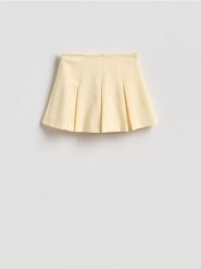 Gładkie spódnico-szorty - jasnożółty. Żółte szorty damskie Reserved, l, bez wzorów, z tkaniny. Za 99.99 zł.