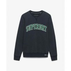 Bluza Superdry Athletic Applique. Niebieskie bluzy męskie Superdry., l, z aplikacjami, prążkowane, bez kaptura. Za 389.40 zł.