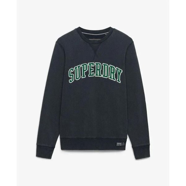 Bluza Superdry Athletic Applique. Niebieskie bluzy męskie Superdry., l, z aplikacjami, prążkowane, bez kaptura. Za 389.40 zł.