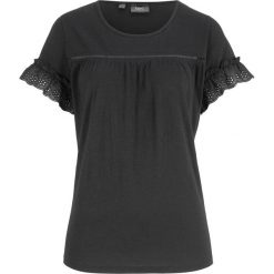 Shirt z haftem angielskim bonprix czarny. Bluzki damskie bonprix. Za 27.99 zł.