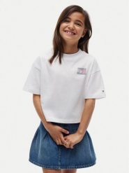 Tommy Hilfiger T-Shirt KG0KG09465 Biały Regular Fit. Białe t-shirty i topy dla dziewczynek Tommy Hilfiger, bez wzorów, z bawełny, bez ramiączek. Za 169.99 zł.