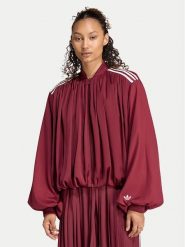 Adidas Bluza Satin Pleated Track Top LG4080 Bordowy Relaxed Fit. Czerwone bluzy damskie Adidas, s, bez wzorów, bez kaptura. Za 368.99 zł.