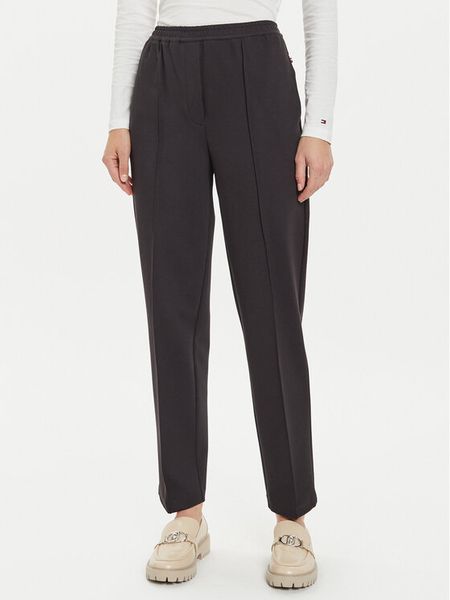 Tommy Hilfiger Spodnie materiałowe WW0WW43633 Czarny Straight Fit. Czarne spodnie materiałowe damskie Tommy Hilfiger, bez wzorów, z materiału. Za 309.99 zł.