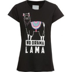 T-shirt bonprix czarny z nadrukiem. Czarne bluzki damskie bonprix, bez wzorów, bez kołnierzyka. Za 34.99 zł.