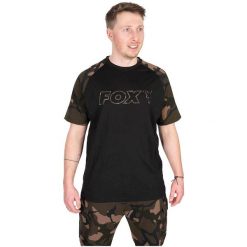Koszulka Wędkarska T-Shirt Fox Black Camo Outline T. Brązowe t-shirty męskie FOX, m, bez wzorów, bez kołnierzyka. Za 91.99 zł.
