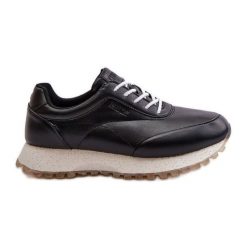 Damskie Sneakersy Buty Sportowe Z Eko Skóry Big Star OO274024 Hi-Poly System Czarne. Czarne obuwie sportowe damskie bez wzorów, ze skóry ekologicznej. Za 284.44 zł.