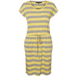 Vero Moda Sukienka damska April SS Short Dress GA Noos Yarrow Stripe s (rozmiar XS). Sukienki damskie Vero Moda, s, bez wzorów, bez kołnierzyka, bez ramiączek. W wyprzedaży za 43.00 zł.