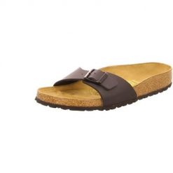 Klapki damskie Birkenstock 040793. Brązowe klapki damskie Birkenstock, bez wzorów, z materiału. Za 338.36 zł.