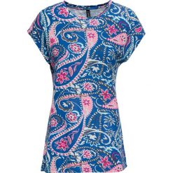 Shirt bonprix lazurowo-fuksja- jasnoróżowy -niebieski topaz. Niebieskie bluzki damskie bonprix, bez wzorów, bez kołnierzyka. Za 59.99 zł.