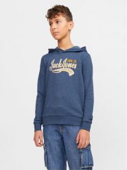 Jack & Jones Junior Bluza Logo 12257309 Niebieski Standard Fit. Niebieskie bluzy dla chłopców Jack & Jones Junior, bez wzorów, z syntetyku, bez ramiączek, bez kaptura. Za 69.99 zł.