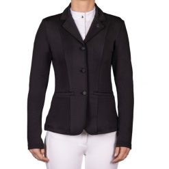 Kurtka do jazdy konnej dla dziewczynki QHP Izebel. Czarne kurtki i płaszcze dla dziewczynek QHP, bez wzorów, z elastanu, bez kaptura. Za 361.00 zł.