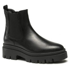 Sztyblety Tamaris. Czarne botki damskie Tamaris, bez obcasa, na płaskiej podeszwie, bez zapięcia. Za 369.99 zł.