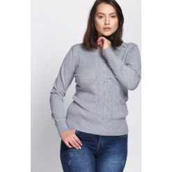 Jasnoszary Sweter Reveal of My Heart. Szare swetry damskie Born2be, z okrągłym kołnierzem. Za 69.99 zł.