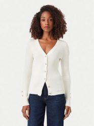 Guess Kardigan W6YR11 Z0950 Kremowy Slim Fit. Białe kardigany damskie Guess, xs, z aplikacjami, z wiskozy, bez kołnierzyka, bez ramiączek, bez kaptura. Za 394.99 zł.