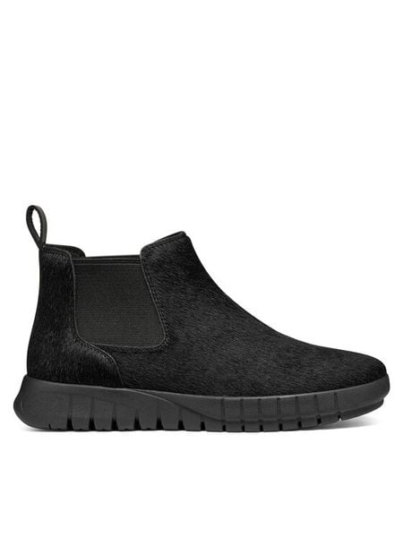 Geox Sztyblety D Flextride D669AD 000QS C9999 Czarny. Czarne botki damskie Geox, bez obcasa, na płaskiej podeszwie, bez zapięcia. Za 589.99 zł.