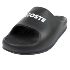 Klapki Damskie Serve. Czarne klapki damskie Lacoste, bez wzorów, bez obcasa. Za 314.99 zł.