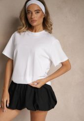 Biały Basicowy T-shirt z Bawełny Kollea. Białe bluzki damskie Renee, bez wzorów, z bawełny, klasyczne, bez kołnierzyka. Za 44.99 zł.