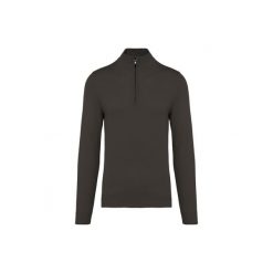 Sweter 1/4 zip Kariban. Szare swetry damskie KARIBAN, na zimę, bez wzorów, bez kołnierzyka, bez ramiączek, bez kaptura. Za 238.50 zł.