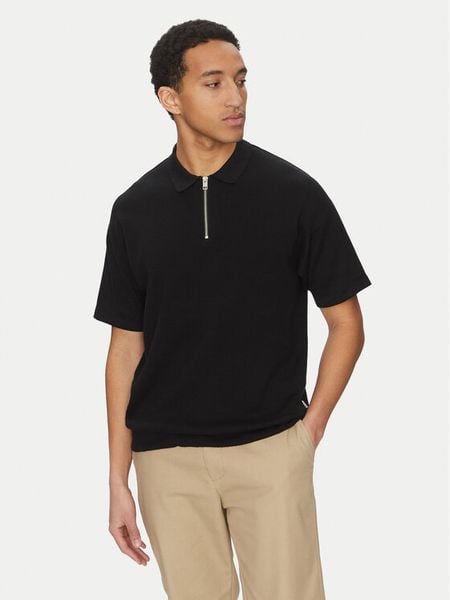 Jack & Jones Polo Troy 12269617 Czarny Relaxed Fit. Czarne koszulki polo męskie Jack & Jones, l, bez wzorów, z bawełny, bez ramiączek. Za 109.99 zł.