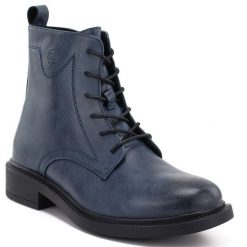 Skórzane botki damskie workery niebieskie Sergio Leone 25172-S. Niebieskie botki damskie Sergio Leone, ze skóry, bez obcasa, bez zapięcia. Za 209.99 zł.