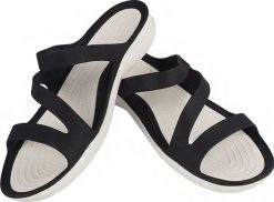 Klapki damskie Crocs Swiftwater Sandal W czarno-białe 203998 066 42-43. Białe klapki damskie Crocs, bez wzorów, sportowe, bez obcasa. Za 157.98 zł.