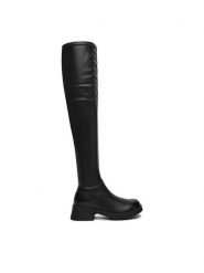 DeeZee Muszkieterki TYA81-J218 Czarny. Czarne kozaki damskie DeeZee, z materiału, bez obcasa, na płaskiej podeszwie. Za 249.99 zł.