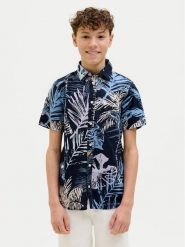 Jack & Jones Junior Koszula Hawaii 12269273 Granatowy Regular Fit. Niebieskie koszule dla chłopców Jack & Jones Junior, bez wzorów, z bawełny, bez kołnierzyka, bez ramiączek. Za 79.99 zł.