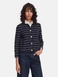Tommy Hilfiger Kardigan WW0WW50088 Granatowy Regular Fit. Niebieskie swetry damskie Tommy Hilfiger, s, bez wzorów, z bawełny, bez kołnierzyka, bez ramiączek, bez kaptura. Za 699.99 zł.