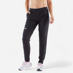 Spodnie do biegania damskie Kiprun Light. Czarne spodnie materiałowe damskie KIPRUN, xl, bez wzorów, z elastanu, do biegania. Za 119.99 zł.