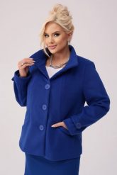 Jesienny płaszcz Szafirowa Aria OVERSIZE PLUS SIZE XXL WIOSNA. Niebieskie płaszcze damskie Moda Size Plus Iwanek, na jesień, plus size, bez wzorów, z tkaniny, plus size, krótkie, bez kaptura. Za 469.90 zł.