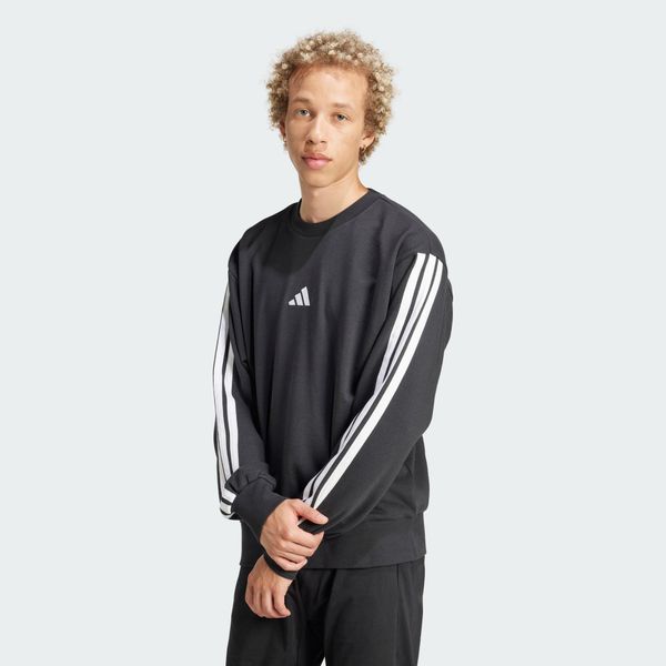 Bluza Essentials 3-Stripes French Terry. Białe bluzy męskie Adidas, l, bez wzorów, z bawełny, bez kaptura. Za 215.65 zł.