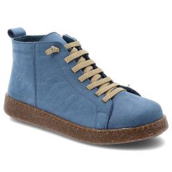 Trzewiki damskie Ravini o sznurowanym fasonie z wysoką cholewką i grubą podeszwą niebieskie, 8905 Blue Nubuck. Niebieskie kozaki damskie Ravini, z jeansu, przed kolano, bez obcasa. Za 296.99 zł.