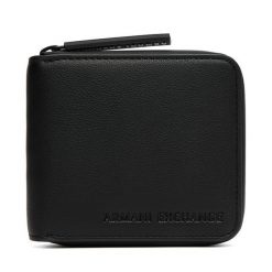 Portfel Armani Exchange. Czarne portfele męskie Armani Exchange, bez wzorów. Za 404.99 zł.