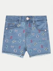 Guess Szorty jeansowe K4GD19 D4CA0 Niebieski Regular Fit. Niebieskie spodenki dla dziewczynek Guess, z aplikacjami, z bawełny. Za 219.99 zł.