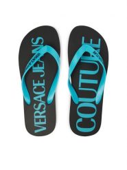 Versace Jeans Couture Japonki 80YA3SQ7 ZSS81 Turkusowy. Niebieskie klapki męskie Versace Jeans Couture, z jeansu. Za 249.99 zł.