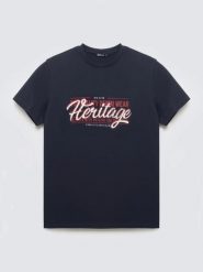 Koszulka męska z nadrukiem granatowa Keren 403. Niebieskie t-shirty męskie Big Star, l, bez wzorów, z bawełny, bez kołnierzyka. Za 99.99 zł.