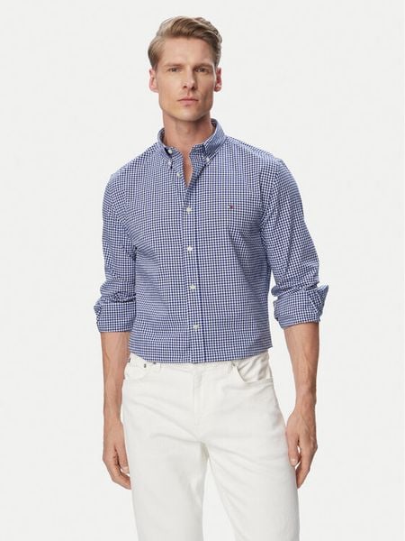 Tommy Hilfiger Koszula Gingham MW0MW43319 Niebieski Regular Fit. Niebieskie koszule męskie Tommy Hilfiger, l, bez wzorów, z bawełny, bez kołnierzyka, bez ramiączek. Za 281.99 zł.