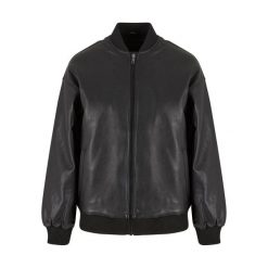 Kurtka Bomberka Damska Skóra Syntetyczna. Czarne kurtki damskie Urban Classics, m, bez wzorów, ze skóry, bez kaptura. Za 350.99 zł.
