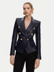 Balmain Marynarka DF0SG185LC62 Granatowy Regular Fit. Niebieskie żakiety damskie Balmain, bez wzorów, ze skóry. Za 13,139.00 zł.
